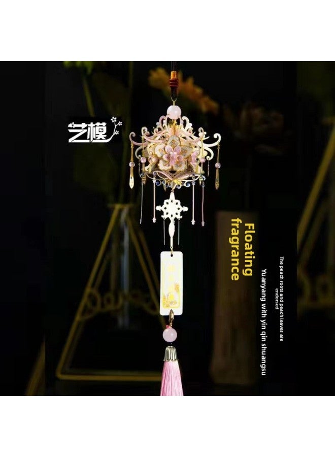 Art Model Guofeng Floating Xiangpei 3D Three-dimensional Puzzle Metal Assembled Model Handmade DIY Wedding Gift For Women-Color:Peach Blossoms + Twist Lights + Tools + Flower Stand - Image 1
