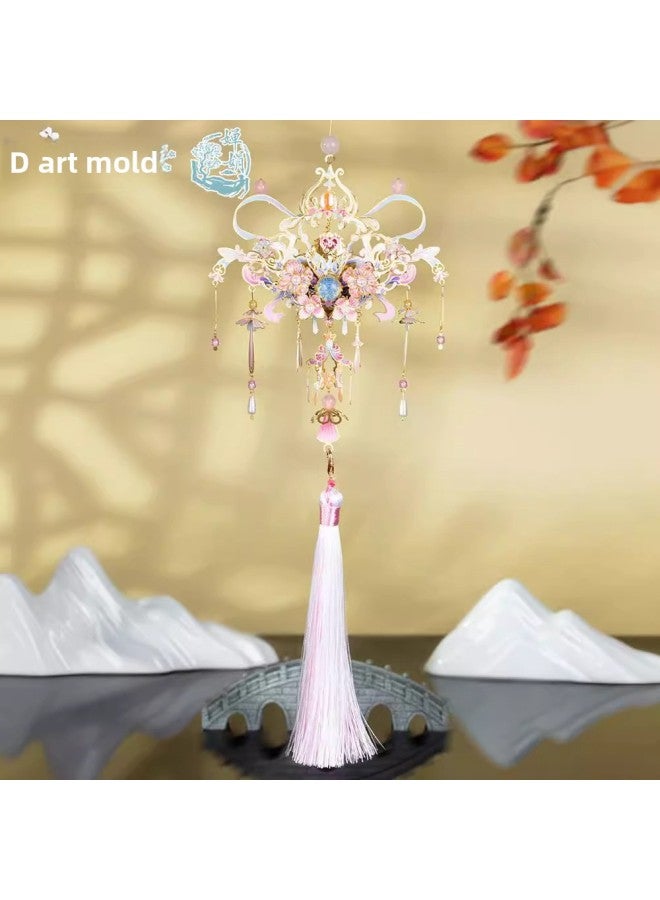 Art Model Guofeng Floating Xiangpei 3D Three-dimensional Puzzle Metal Assembled Model Handmade DIY Wedding Gift For Women-Color:Peach Blossoms + Twist Lights + Tools + Flower Stand - Image 5