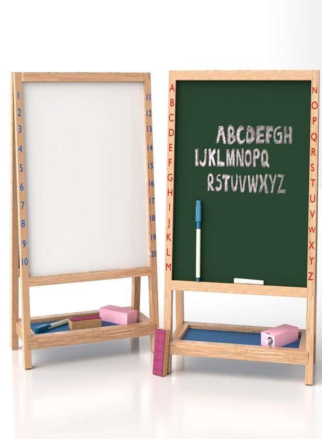 Lifelong Cuppy 2-in-1 Wooden Easel Board Slate for Kids, One Side Whiteboard & Other Side Black Board, Alphabet Number Borders, 400 mm x 270 mm, for Drawing & Writing, with Marker & Duster - Image 1