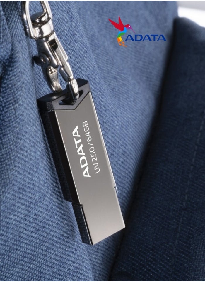 أداتا - UV250 كلاسيك | محرك فلاش USB 2.0 سعة 64 جيجابايت | معدن الفضة | نقل بيانات خفيف الوزن وسريع - Image 1