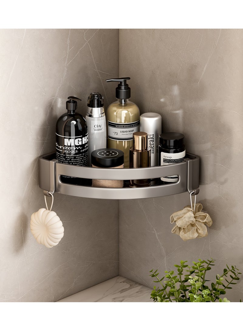 2 Pack Bathroom Shower Shelves with 8 Hooks &Towel Bar, Corner Shower Caddy Shelf Organizer Rack, Rustproof Bathroom Shower Storage Baskets, Wall Organization Storage Shelves Basket for Bathroom  - Image 4