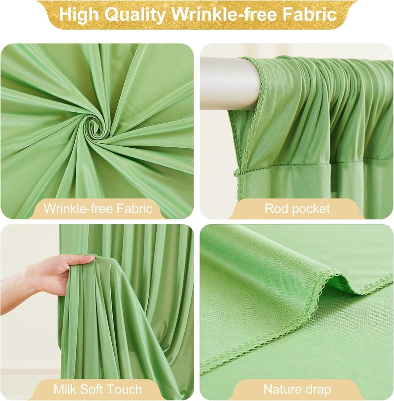 PARTISKY Sage Green Backdrop Curtain for Parties Wedding,4 Packs Wrinkle Free Light Green Curtains Photo Backdrop Drapes Fabric Decoration for Baby Shower Birthday Party 4ft x 10ft,4 Panels - Image 2