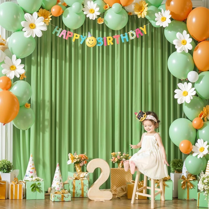 PARTISKY Sage Green Backdrop Curtain for Parties Wedding,4 Packs Wrinkle Free Light Green Curtains Photo Backdrop Drapes Fabric Decoration for Baby Shower Birthday Party 4ft x 10ft,4 Panels - Image 3