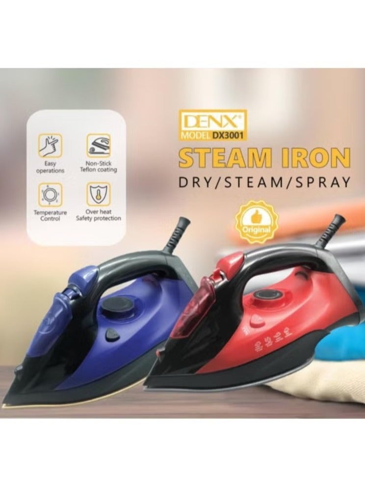 Denx 2200W steam iron in red - Image 2