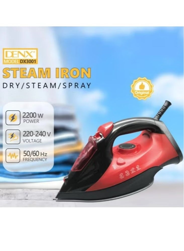Denx 2200W steam iron in red - Image 5