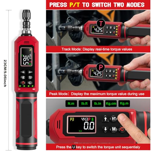 SUERCUP Digital Torque Screwdriver 1.5-88.5in-lbs./0.15-10Nm, ±1% Accuracy Screwdriver Torque Wrench Set with LED Alarm,Buzzer,Vibration,9 Preset Mode and Data Storage,for Bike,Guns,Scope Mounting - Image 2