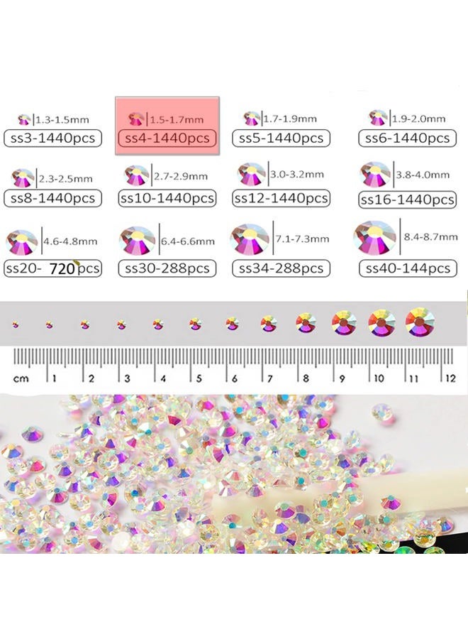Dowarm 288Pieces SS30 Flatback Rhinestones, 6.5MM Flatback Crystal Rhinestones for Craft Nails Dance Costumes, Non Hotfix Rhinestones, Transparent AB - Image 4