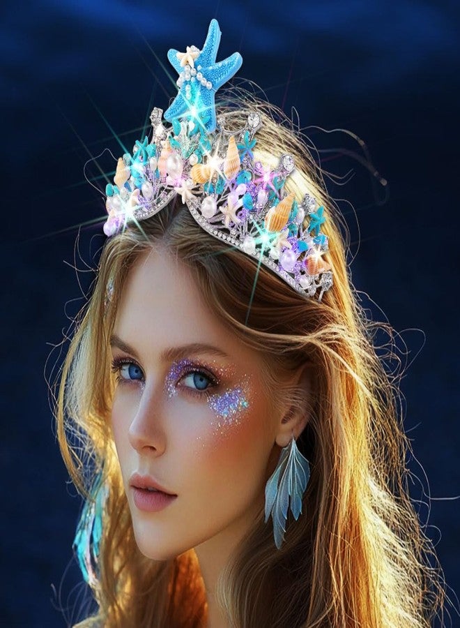 ايفينت تاج حورية البحر المضيء من إيرنت، وعصابة رأس مزينة بنجمة البحر اللامعة للنساء - Image 5