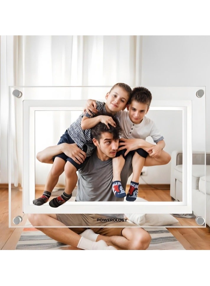 Powerology 7" Smart Frame Digital Photo Display / Wireless Instant Sharing / Smart Photo Centering / Touch Frame Display / Work with Frameo APP / Wireless Sharing Picture to the Frame - White  - Image 3