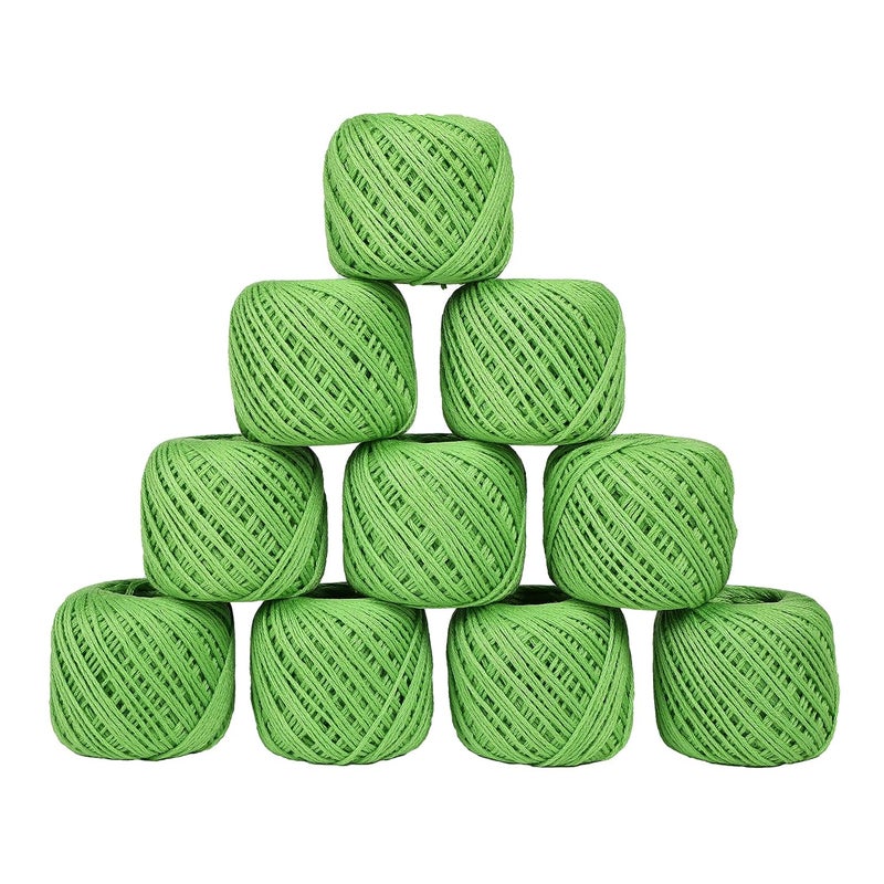 CORIOX Crochet Thread Set Of 10 Ball Crochet Cotton Thread Yarn For Knitting & Craft Making. Size 20 Gram 55 To 60 Mtr Approx (Jasmin Green), 230 Gm - Image 1