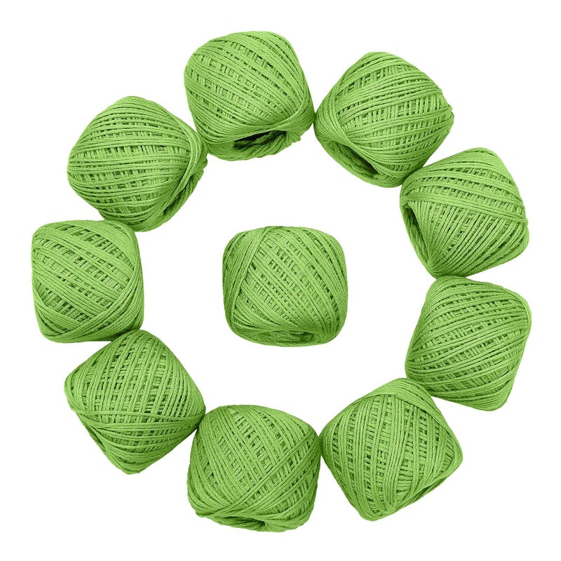 CORIOX Crochet Thread Set Of 10 Ball Crochet Cotton Thread Yarn For Knitting & Craft Making. Size 20 Gram 55 To 60 Mtr Approx (Jasmin Green), 230 Gm - Image 2