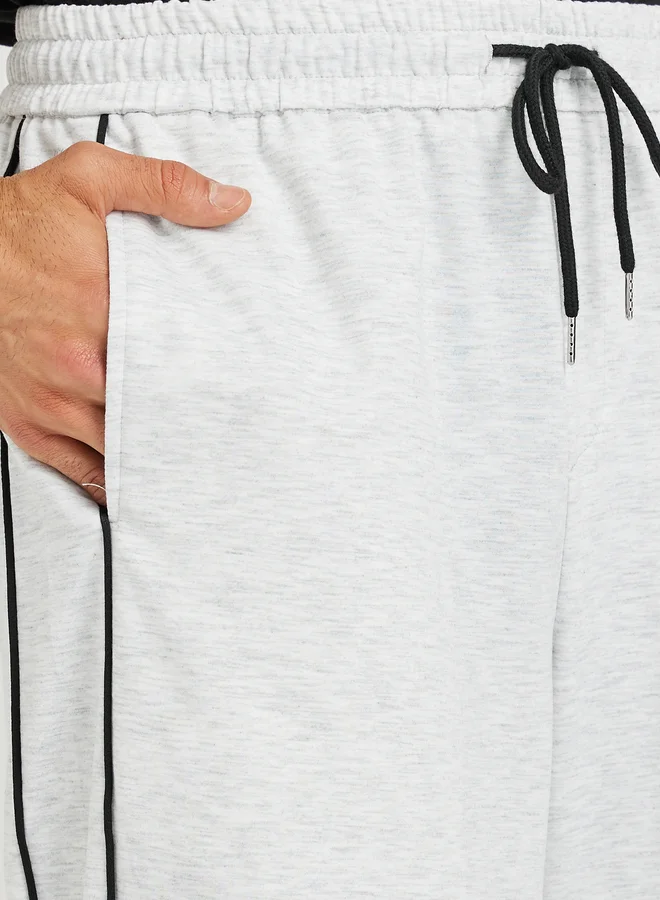 Styli Styli Solid Straight Fit Open Hem Joggers with Piping Detail