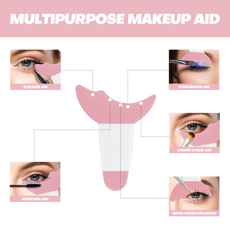 SUMEITANG Eyeliner Stencils 2Pcs Reusable Silicone Eyeliner Aid Mascara Shield Multifunctional Makeup Stencil for Beginners Eye Liner Eyelash Eyeshadow Lipstick Applicator Guide Tool - Pink - Image 5