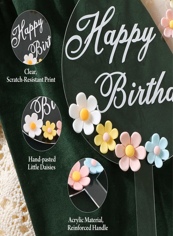 Coucoland Birthday Cake Toppers - 3D Vintage Daisy Flower Acrylic Cake Decorations for Birthday Wedding Baby Shower Supplies - Image 5