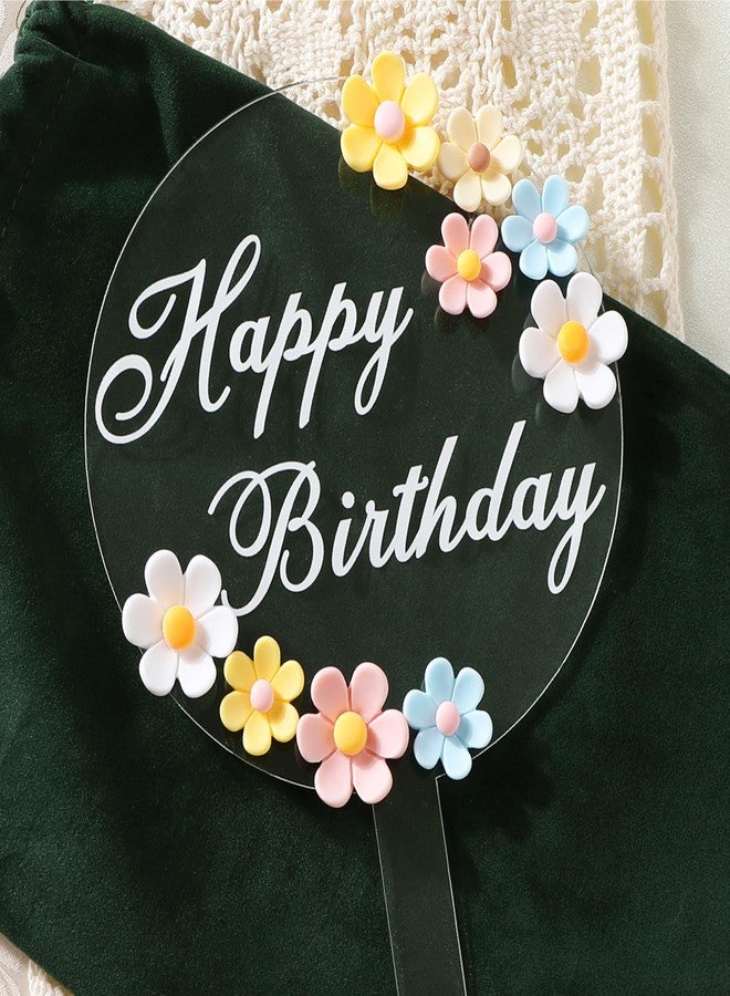 Coucoland Birthday Cake Toppers - 3D Vintage Daisy Flower Acrylic Cake Decorations for Birthday Wedding Baby Shower Supplies - Image 4