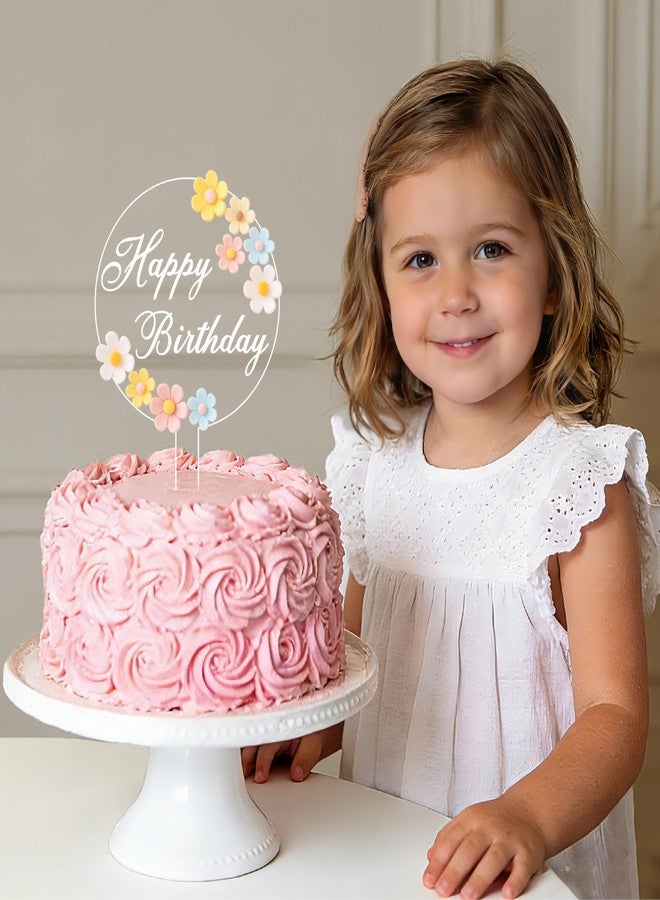 Coucoland Birthday Cake Toppers - 3D Vintage Daisy Flower Acrylic Cake Decorations for Birthday Wedding Baby Shower Supplies - Image 3