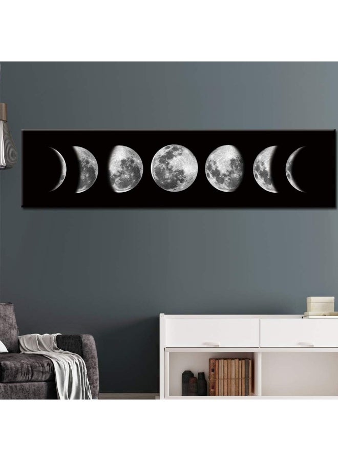 Home Trove Zunniu Moon Phase Wall Art Painting, Black and White Moon Canvas Print Poster Wall Art Decoration for Bedroom Living room (Black unframed) - Image 3