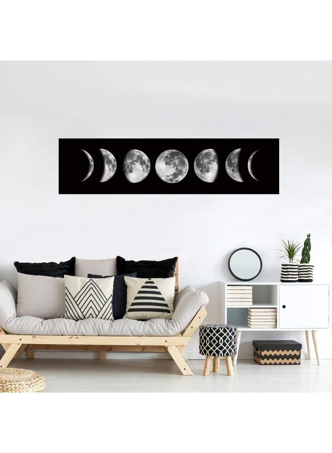 Home Trove Zunniu Moon Phase Wall Art Painting, Black and White Moon Canvas Print Poster Wall Art Decoration for Bedroom Living room (Black unframed) - Image 2