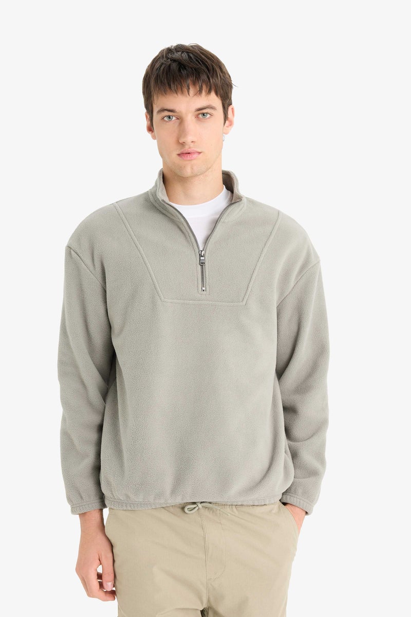 DeFacto Grey Man Boxy Fit Printed Long Sleeve Sweatshirt Casual - Image 4