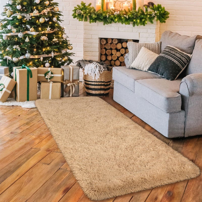 HOMORE 2'x6' سجاد عداء لغرفة النوم ضوء تان Ruuner البساط للمدخل مدخل الغسيل الحديثة أشعث غرفة نوم عداء السجاد لطيف للأطفال النوم السرير - Image 3
