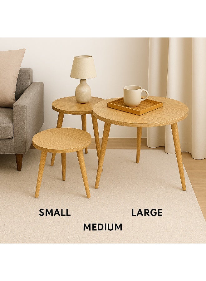 UNIKSAR 3 Piece Wooden Nesting Coffee Tables – Durable Round Sofa Side, Bedside & Accent Tables – Space Saving Modern Design For Living Room, Bedroom & Office - Image 1