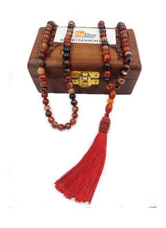 REBUY REBUY Natural Sulemani Aqeeq Islamic Prayer Rosary Beads Tasbih Tasbeeh 99 beads (Dream Agate)  - Image 2