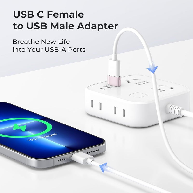rts 2 Pack USB to USB C Adapter for iPhone 17/16/15/14/13/12/11 Pro Max Air, USBC Female to USB A Male, Type C Converter for Apple Watch Ultra iWatch S11 SE, AirPods Pro 3,iPad mini, Samsung S25 S24 - Image 2