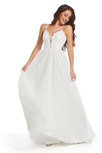 Sorayan Wedding Dresses for Bride Unique Lace Beautiful Layers Tulle A Line Dreamy Beach Wedding Gowns (Small,White) - Image 1