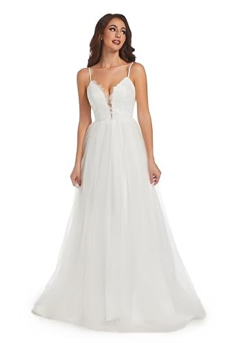 Sorayan Wedding Dresses for Bride Unique Lace Beautiful Layers Tulle A Line Dreamy Beach Wedding Gowns (Small,White) - Image 2