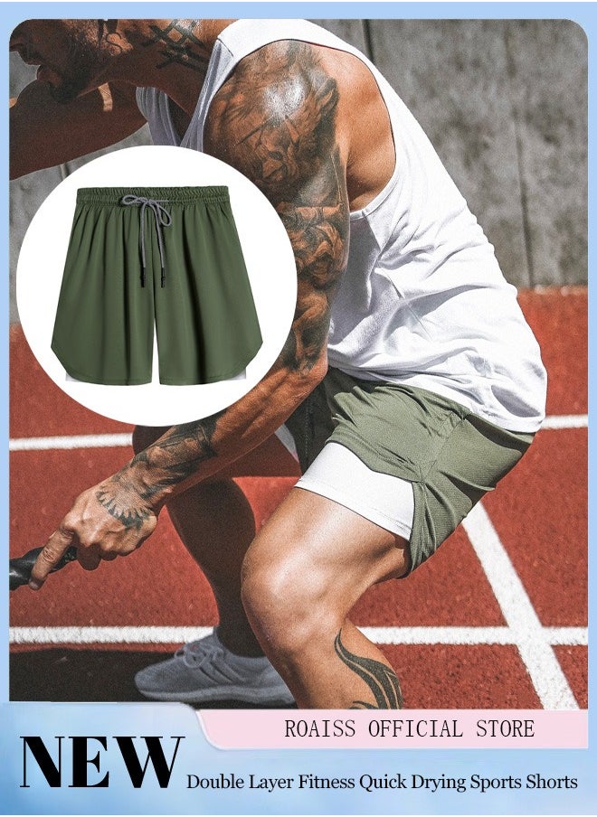 roaiss - Men's 2 in 1 Running Shorts with Liner,Dry Fit Workout Mens Tennis Shorts with Pockets - Image 1