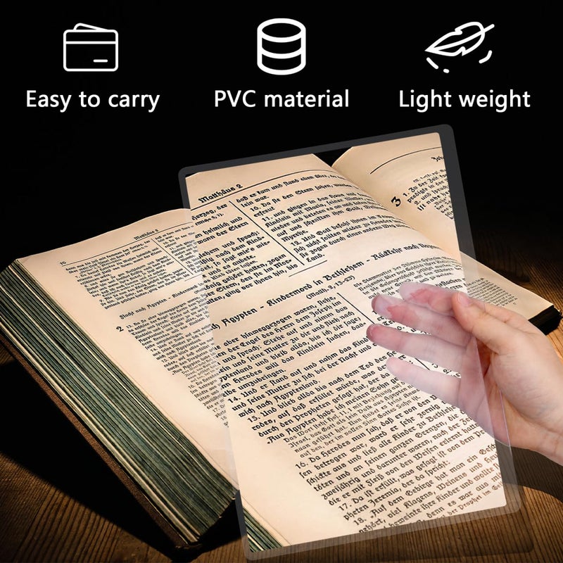 DOITOOL 3X Magnifying Sheets Fresnel Lens, 11.7 x 8.2 Inch Magnifying Page for Reading, Page Magnifier Flat Plastic Magnifier Sheet for Elderly Seniors Reading Small Prints People with Low Vision - Image 3