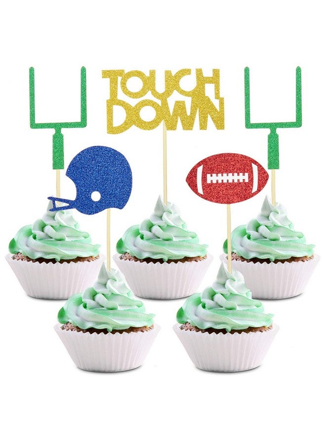 Blulu 48 Pieces Football Cupcake Toppers Football Toothpicks Football Cake Decorations Touch Down Cupcake Picks Football Theme Party Decorations Supplies - Image 4