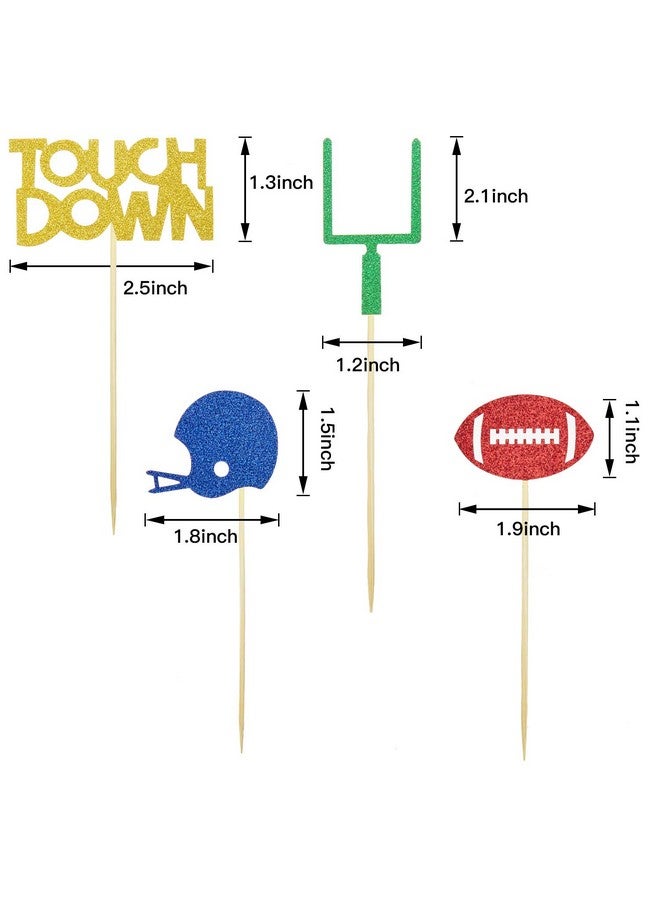 Blulu 48 Pieces Football Cupcake Toppers Football Toothpicks Football Cake Decorations Touch Down Cupcake Picks Football Theme Party Decorations Supplies - Image 2
