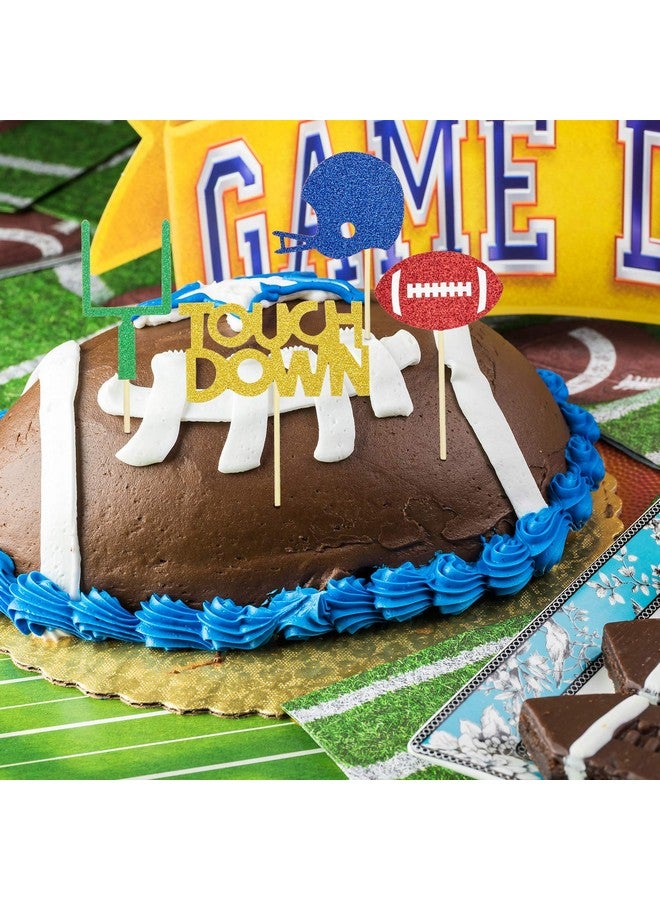 Blulu 48 Pieces Football Cupcake Toppers Football Toothpicks Football Cake Decorations Touch Down Cupcake Picks Football Theme Party Decorations Supplies - Image 3