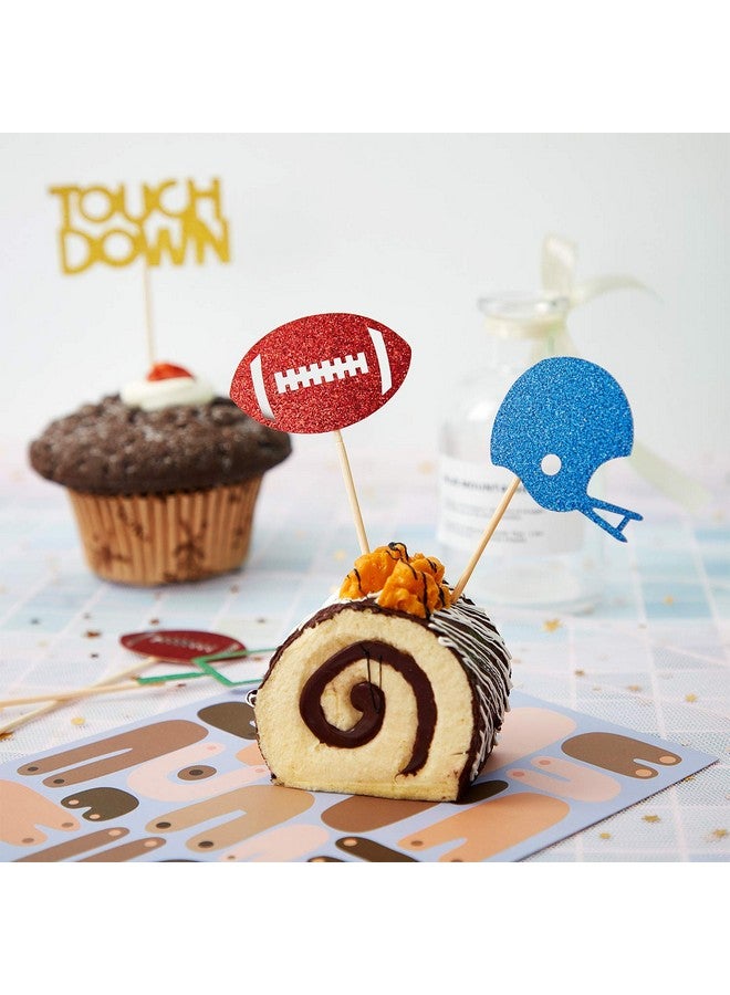 Blulu 48 Pieces Football Cupcake Toppers Football Toothpicks Football Cake Decorations Touch Down Cupcake Picks Football Theme Party Decorations Supplies - Image 5