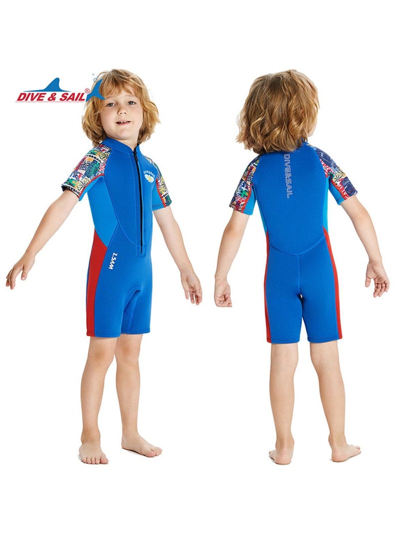 DIVE & SAIL Keep Warm Children Diving Suit Three-layer High Elastic Wetsuit For Boys Blue - Image 2