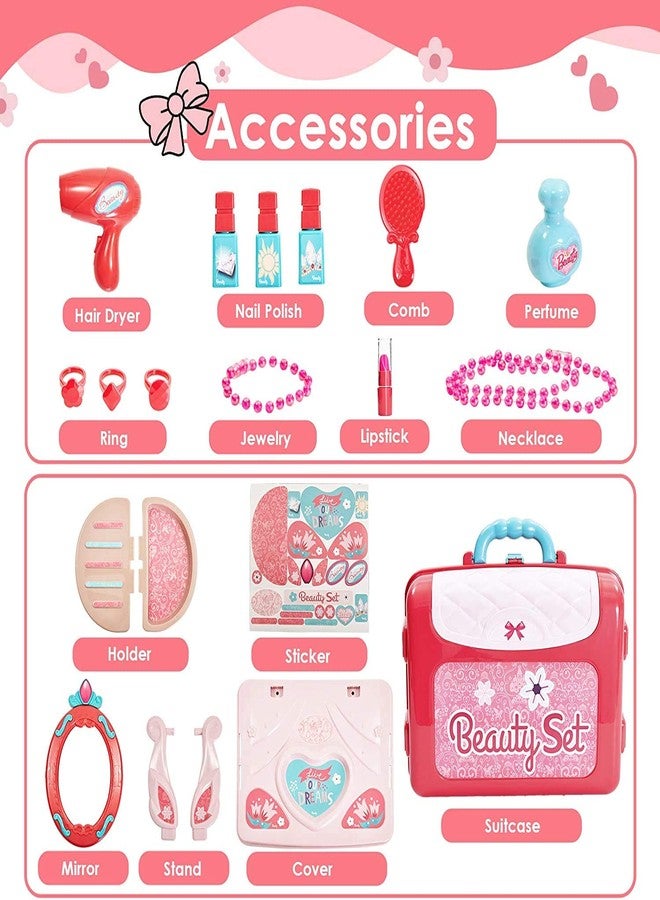 MANVI Beauty Set for Kids, Beauty Set with Suitcase for Girls, Kids Makeup Set, Beauty Play Set for Kids, Make-up Set for Kids, Portable Beauty Set for Kids (3 in 1 Beauty Suitcase) - Image 4