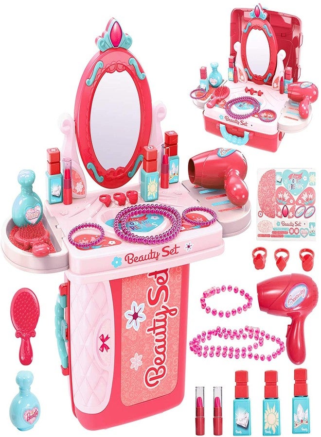 MANVI Beauty Set for Kids, Beauty Set with Suitcase for Girls, Kids Makeup Set, Beauty Play Set for Kids, Make-up Set for Kids, Portable Beauty Set for Kids (3 in 1 Beauty Suitcase) - Image 1