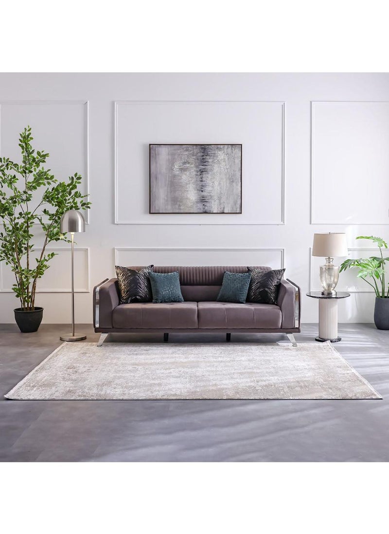 DANUBE HOME Luxura Artsilk Modern Contemporary Rug  Acrylic Area Rug L180xW120cm-Beige Grey 231300472029  - Image 5