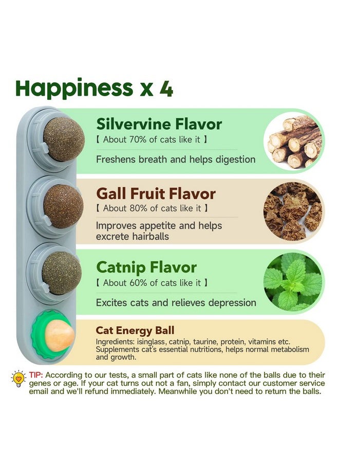 Potaroma Potaroma 4 Catnip Silvervine Ball Toys, Extra Cat Energy Ball, Edible Cats Lick Kitten Chew, Teeth Cleaning Dental Wall Treats, Concentrated Flavor for All Breeds  - Image 2