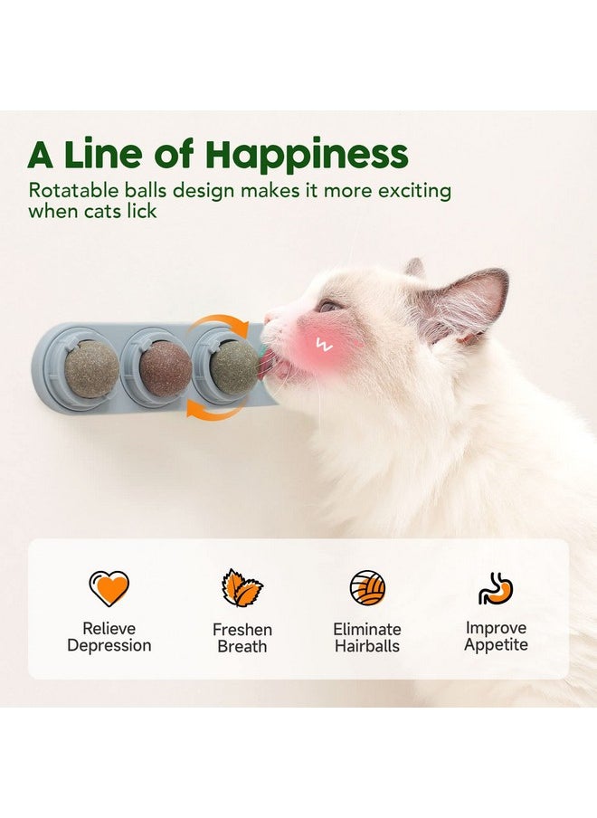 Potaroma Potaroma 4 Catnip Silvervine Ball Toys, Extra Cat Energy Ball, Edible Cats Lick Kitten Chew, Teeth Cleaning Dental Wall Treats, Concentrated Flavor for All Breeds  - Image 3