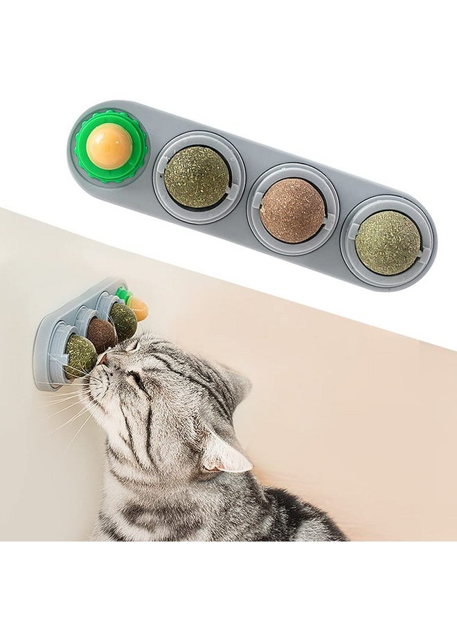 Potaroma Potaroma 4 Catnip Silvervine Ball Toys, Extra Cat Energy Ball, Edible Cats Lick Kitten Chew, Teeth Cleaning Dental Wall Treats, Concentrated Flavor for All Breeds  - Image 1