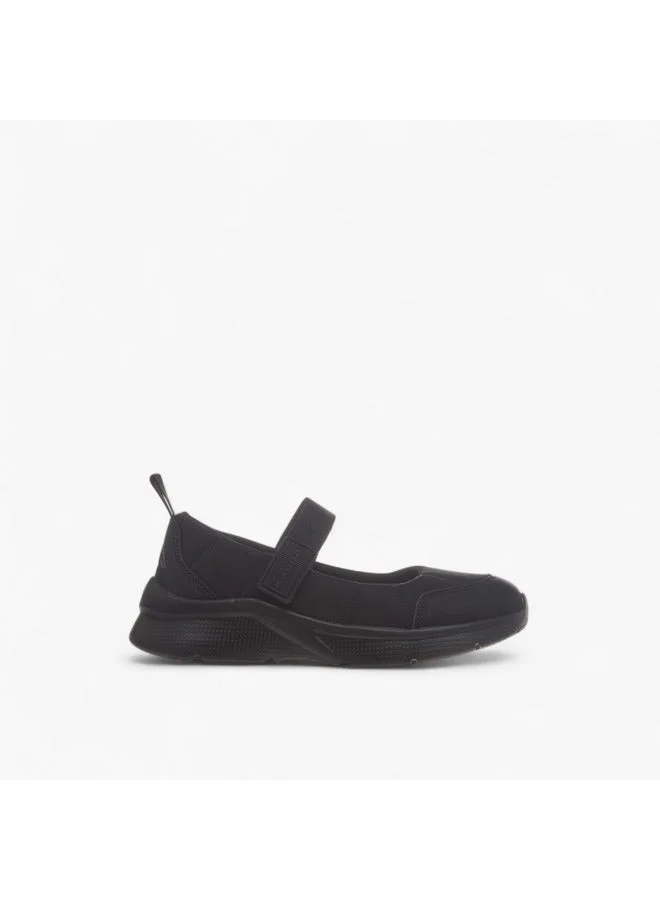 Girls' Pull Tab Detail School Shoes with Hook and Loop Closure