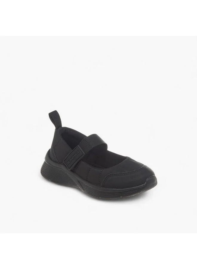 Girls' Pull Tab Detail School Shoes with Hook and Loop Closure