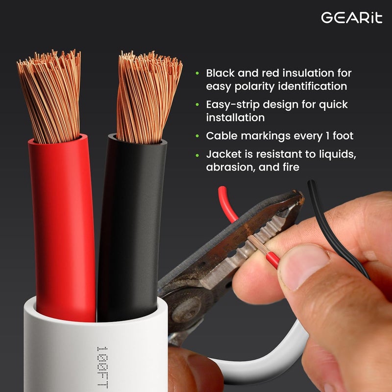 GearIT 12/2 Speaker Wire (100 Feet) 12AWG Gauge - in Wall Audio Speaker Wire Cable / CL2 Rated / 2 Conductors - OFC Oxygen-Free Copper, White 100ft - Image 2