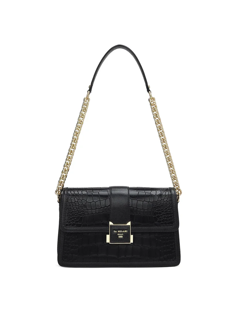 Da Milano Genuine Leather Black Sling Bag