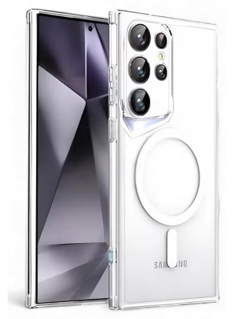 Gear4 Samsung Galaxy S24 Ultra Shockproof Case, Magnetic Anti-Scratch Protective Cover Supports Wireless Charging MageSafe, Made of High Quality TPU - Clear - Image 1
