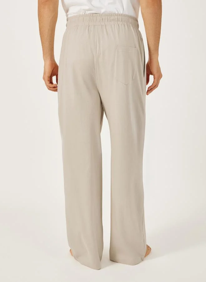 Styli Solid Wide Leg Pyjama with Drawstring Waistband