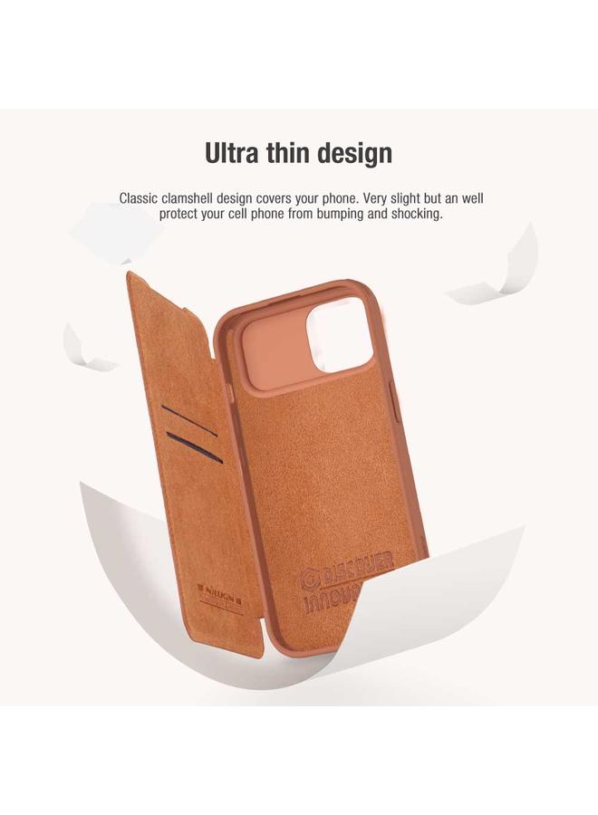 Nillkin Case For iPhone 15 QIN Series Pro Sliding Camera Cover Design Leather Phone Case - Image 4