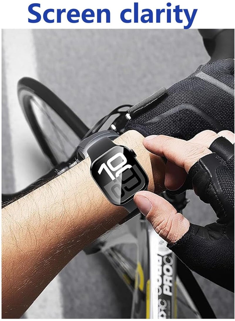 واقي شاشة من 3 قطع لساعة Apple Watch Series 10 مقاس 46 مم، طبقة TPU مرنة شفافة عالية الدقة مع خاصية الشفاء الذاتي، غطاء مقاوم للكسر وبصمات الأصابع، مجموعة سهلة التركيب بتغطية كاملة ثلاثية الأبعاد - Image 3